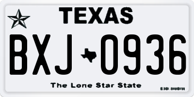 TX license plate BXJ0936