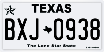 TX license plate BXJ0938