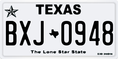 TX license plate BXJ0948