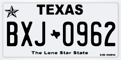 TX license plate BXJ0962