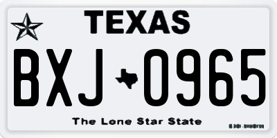 TX license plate BXJ0965