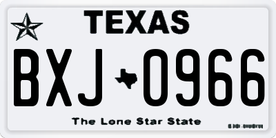 TX license plate BXJ0966