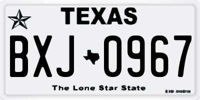 TX license plate BXJ0967