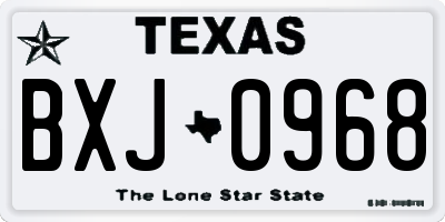 TX license plate BXJ0968