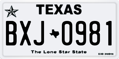 TX license plate BXJ0981