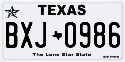 TX license plate BXJ0986
