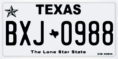 TX license plate BXJ0988