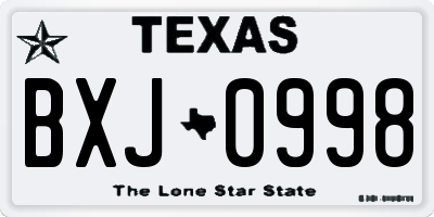 TX license plate BXJ0998