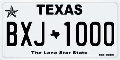 TX license plate BXJ1000