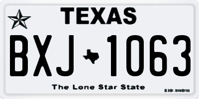 TX license plate BXJ1063