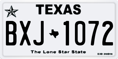 TX license plate BXJ1072