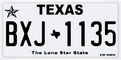 TX license plate BXJ1135