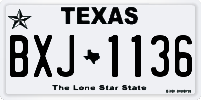 TX license plate BXJ1136