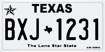 TX license plate BXJ1231