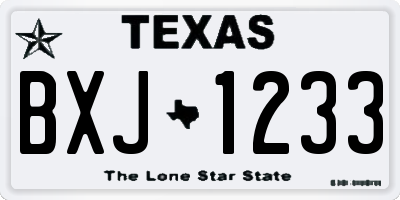 TX license plate BXJ1233