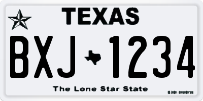 TX license plate BXJ1234