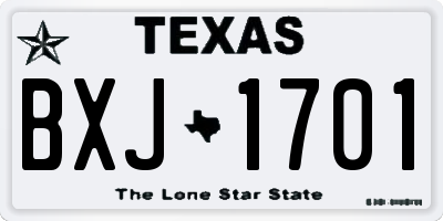 TX license plate BXJ1701
