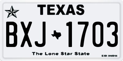 TX license plate BXJ1703