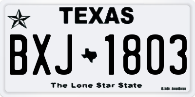 TX license plate BXJ1803