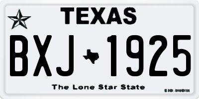 TX license plate BXJ1925