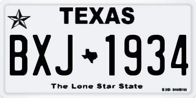 TX license plate BXJ1934