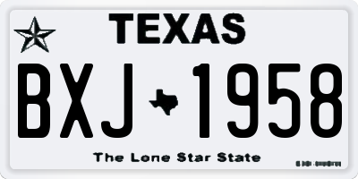 TX license plate BXJ1958
