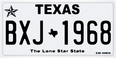 TX license plate BXJ1968