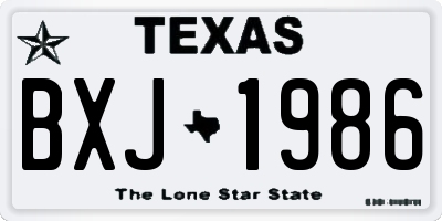 TX license plate BXJ1986