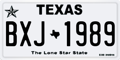 TX license plate BXJ1989