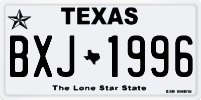 TX license plate BXJ1996