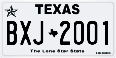 TX license plate BXJ2001