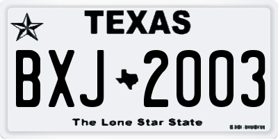 TX license plate BXJ2003