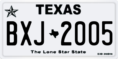 TX license plate BXJ2005