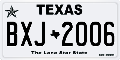 TX license plate BXJ2006