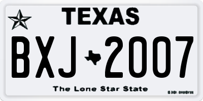 TX license plate BXJ2007