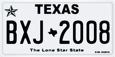 TX license plate BXJ2008