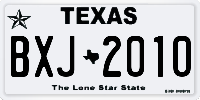 TX license plate BXJ2010