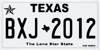 TX license plate BXJ2012