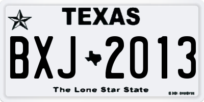 TX license plate BXJ2013