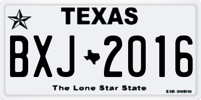 TX license plate BXJ2016