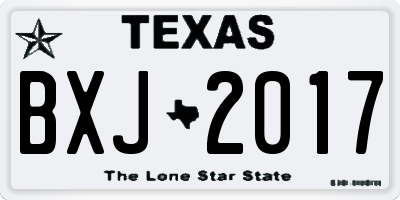 TX license plate BXJ2017