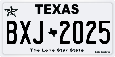 TX license plate BXJ2025