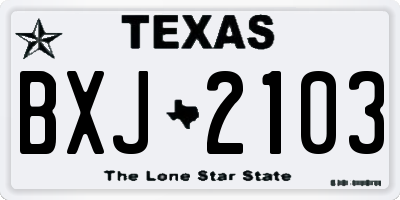 TX license plate BXJ2103