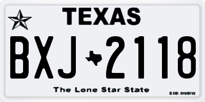 TX license plate BXJ2118