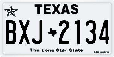 TX license plate BXJ2134