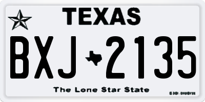 TX license plate BXJ2135