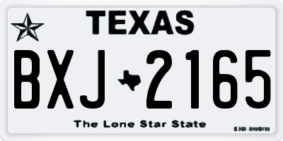 TX license plate BXJ2165