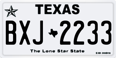 TX license plate BXJ2233