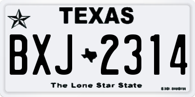 TX license plate BXJ2314