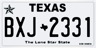 TX license plate BXJ2331